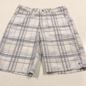 O'Neill Shorts - O’NEILL Mens 31 White Plaid Shorts O'Neill Shorts - O’NEILL Mens 31 White Plaid Shorts